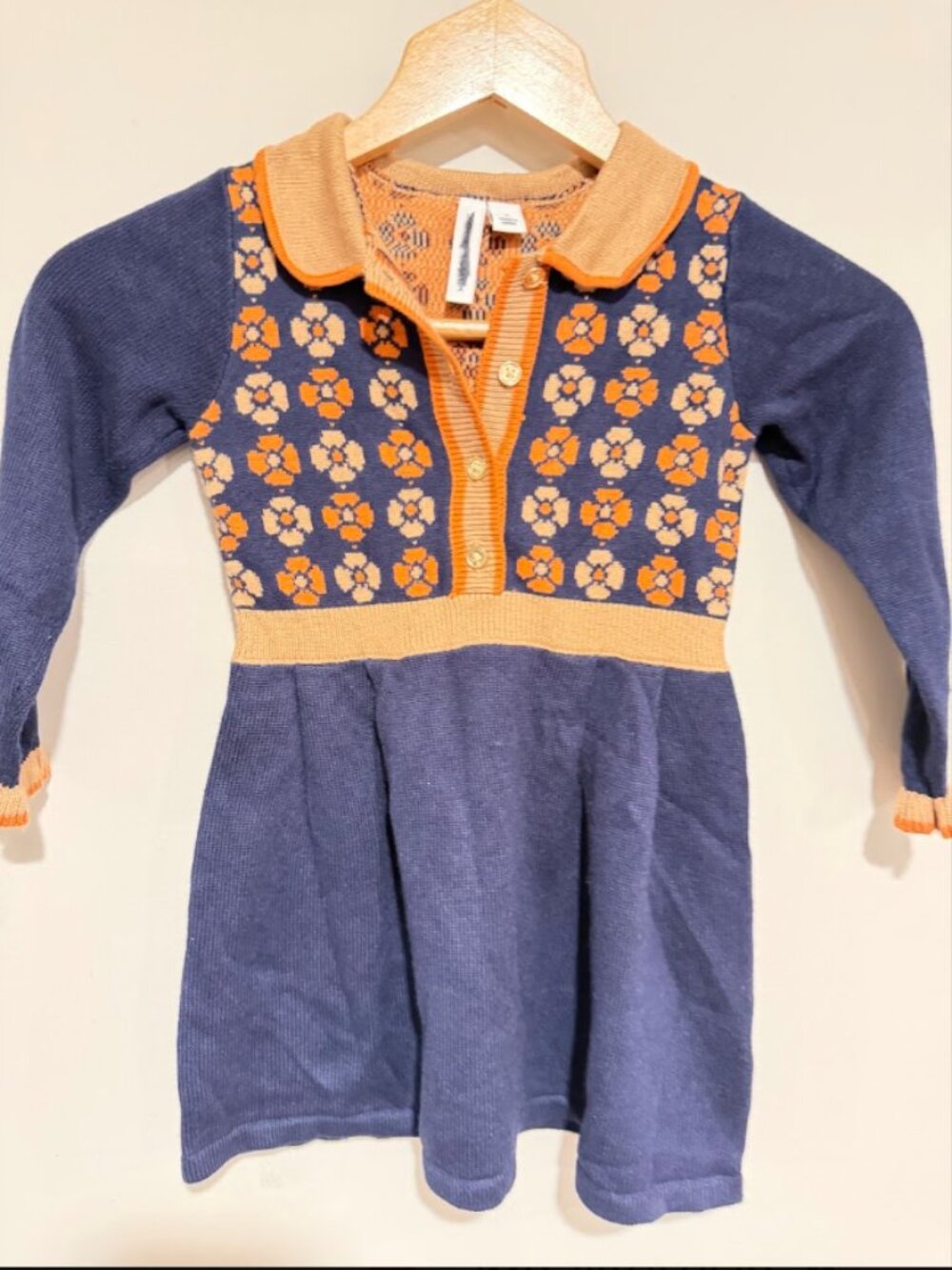 Janie and Jack Navy Dress with Orange Floral Bodice